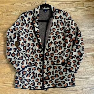 Talbots caramel colored leopard sweater blazer.